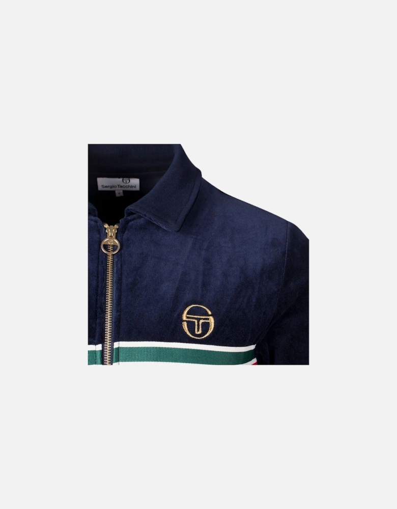 Spencer Velour Track Top Jacket - Maritime Blue