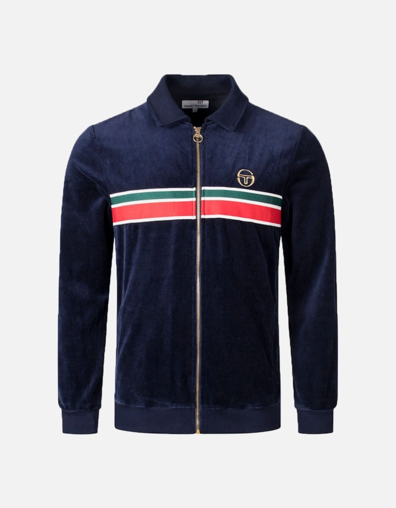 Spencer Velour Track Top Jacket - Maritime Blue