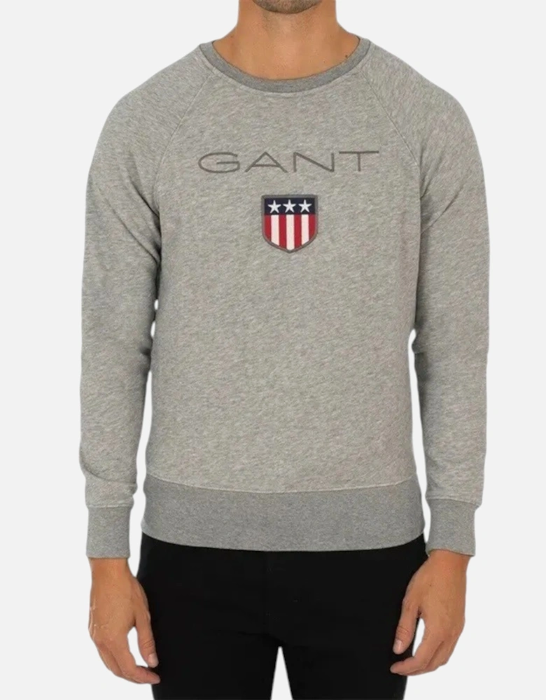 SHIELD Mens Sweatshirt Crew Neck Long Sleeve Pullover Jumper Grey Melange