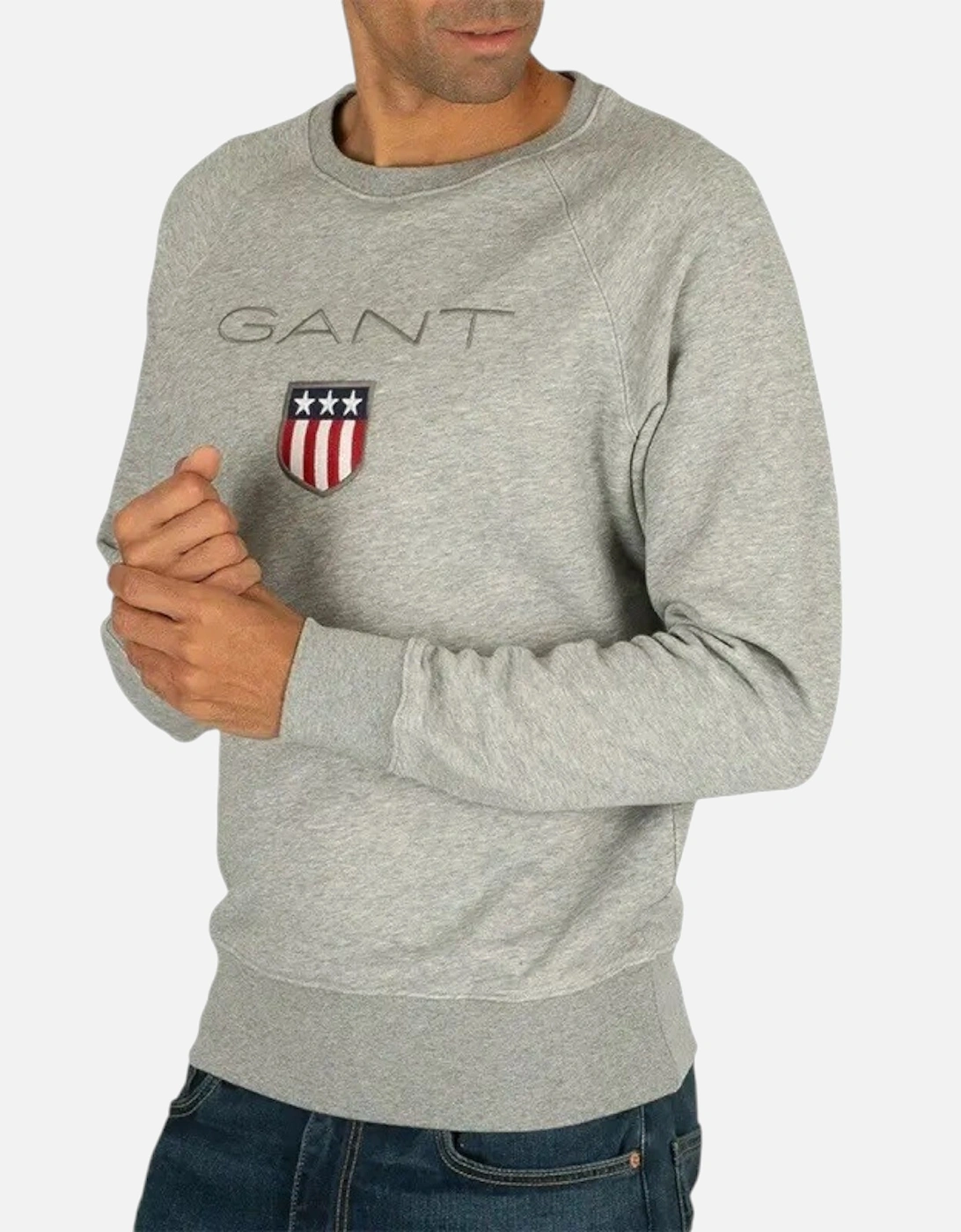 SHIELD Mens Sweatshirt Crew Neck Long Sleeve Pullover Jumper Grey Melange