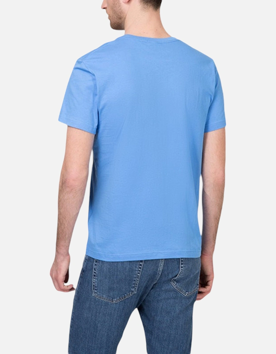 234100 Mens T-Shirt Crew Neck Short Sleeve Cotton Regular Fit Sky Blue Tee
