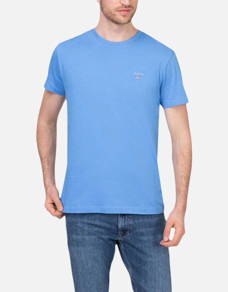 234100 Mens T-Shirt Crew Neck Short Sleeve Cotton Regular Fit Sky Blue Tee