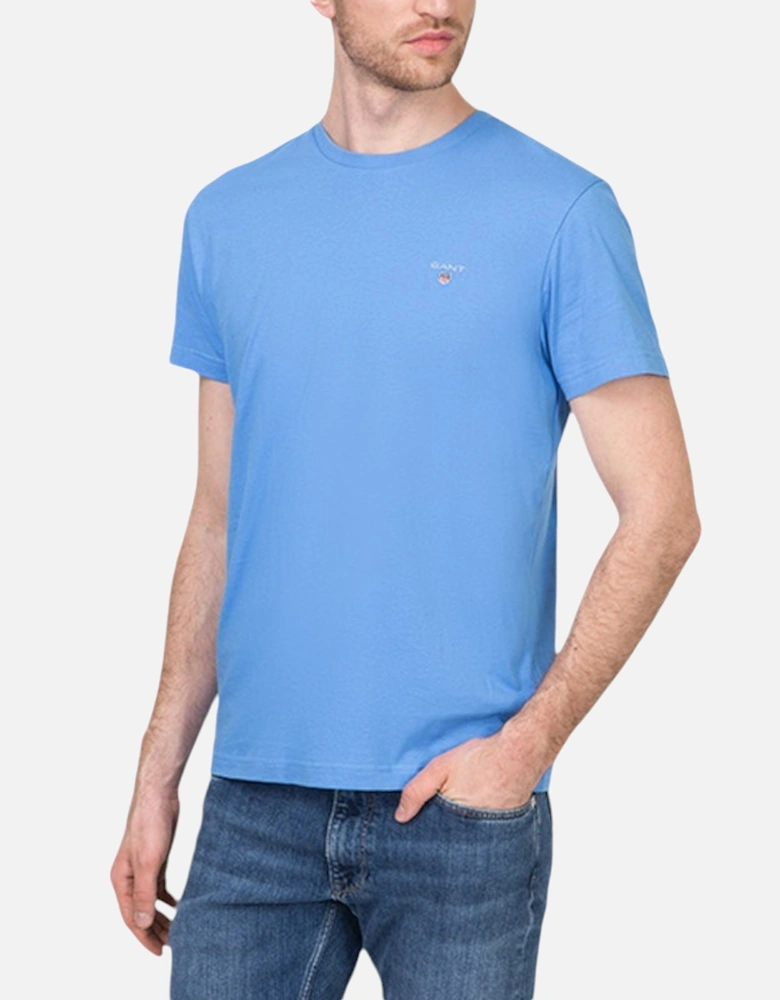 234100 Mens T-Shirt Crew Neck Short Sleeve Cotton Regular Fit Sky Blue Tee