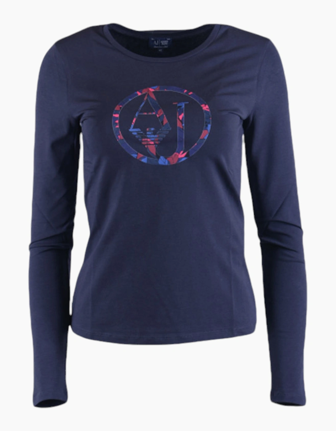 Women's ARMANI JEANS 7V5T04 Womens T Shirt Crew Neck Cotton Tee - Navy - Size: 18/20