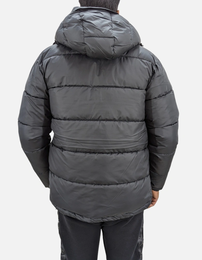 Mens Puffer Jacket Padded Detachable Hood Warm Winter Quilted Coat