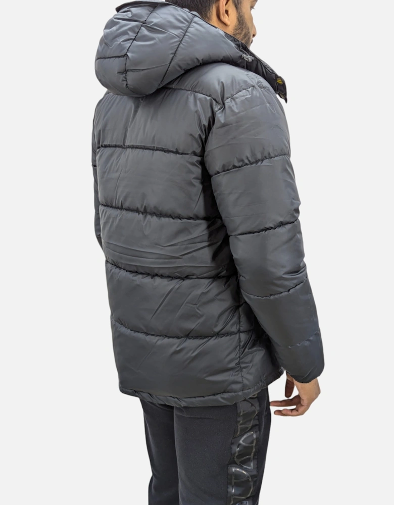 Mens Puffer Jacket Padded Detachable Hood Warm Winter Quilted Coat