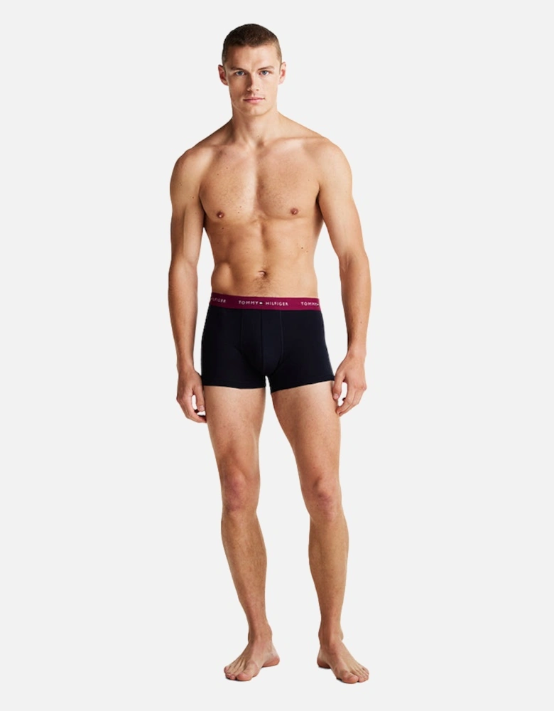 5-Pack Signature Cotton Boxer Trunks, Blue/Grape/Black