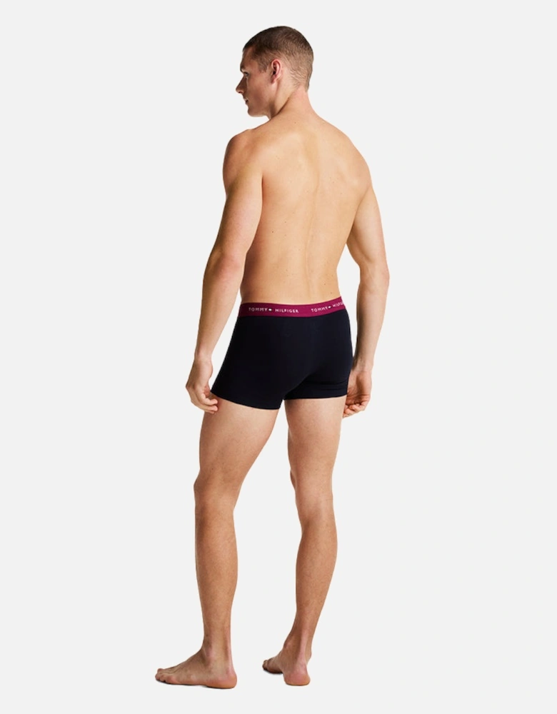 5-Pack Signature Cotton Boxer Trunks, Blue/Grape/Black