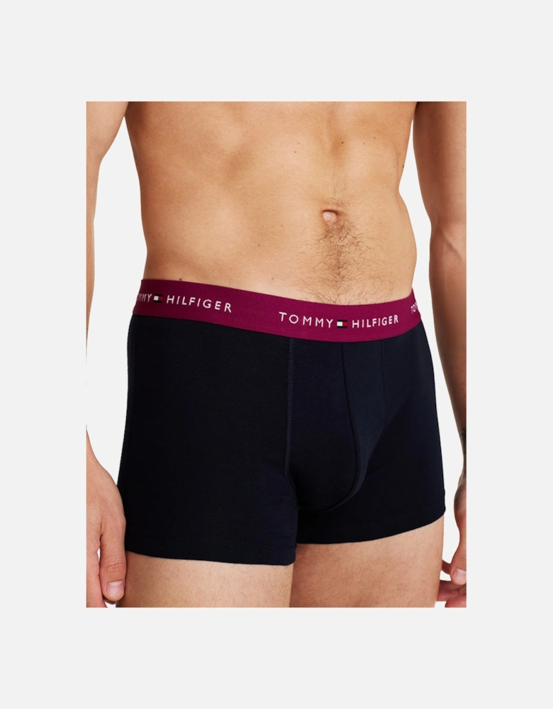5-Pack Signature Cotton Boxer Trunks, Blue/Grape/Black