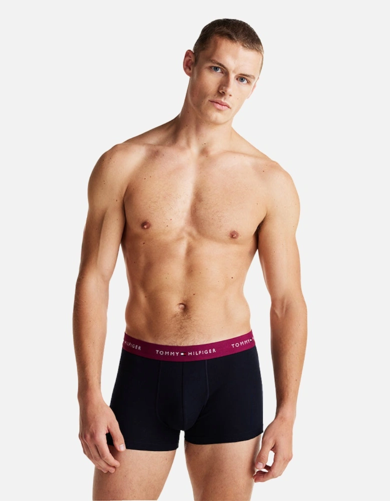 5-Pack Signature Cotton Boxer Trunks, Blue/Grape/Black