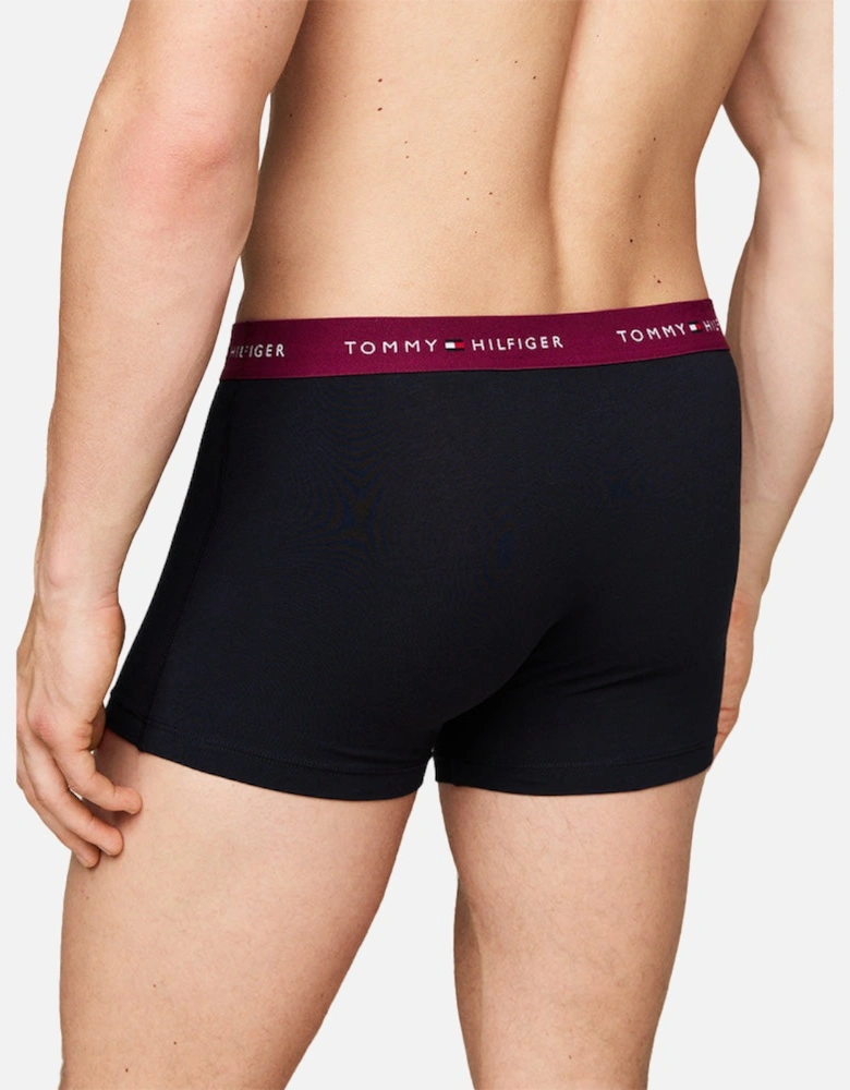 3-Pack Signature Cotton Boxer Trunks, Black/Blue/Grape