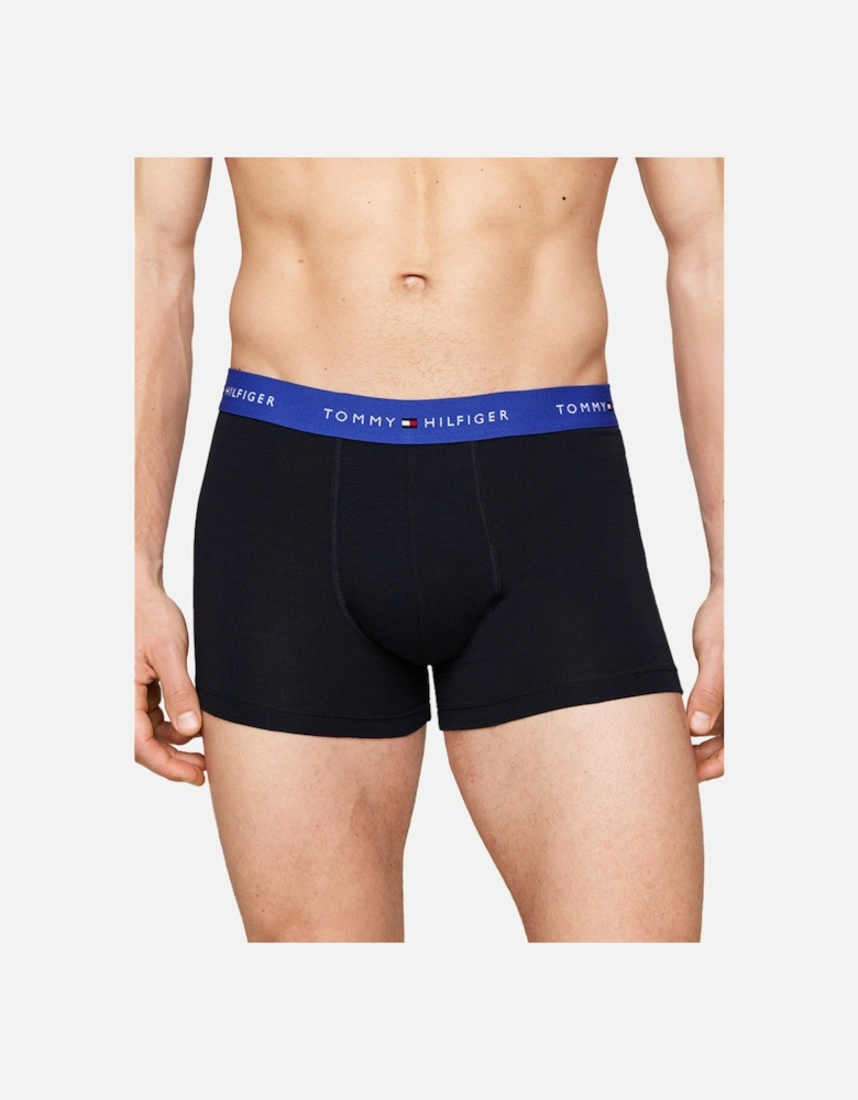 3-Pack Signature Cotton Boxer Trunks, Black/Blue/Grape
