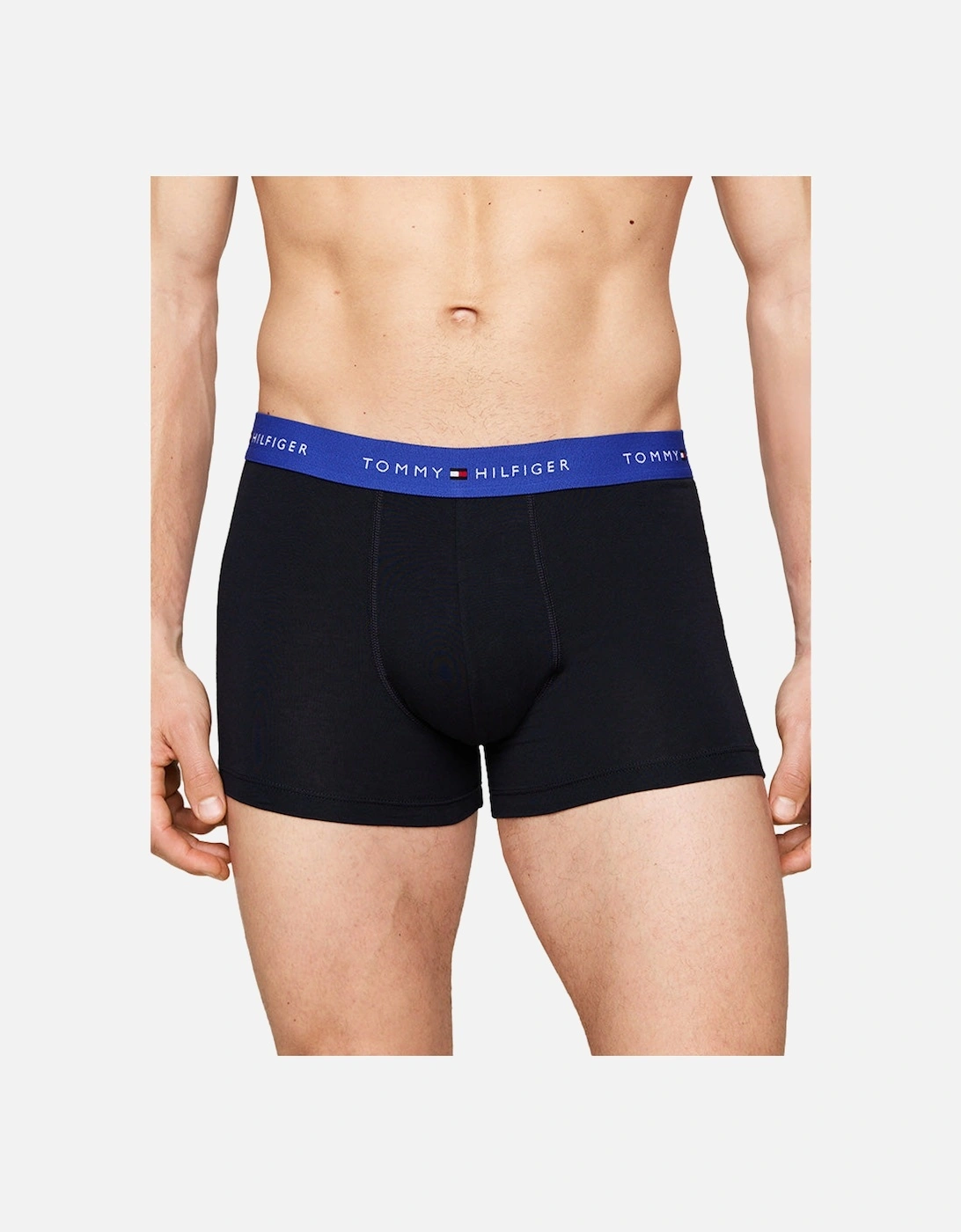 3-Pack Signature Cotton Boxer Trunks, Black/Blue/Grape