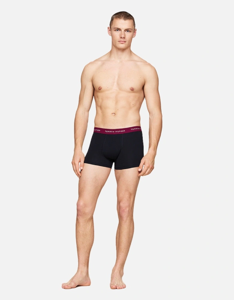 3-Pack Signature Cotton Boxer Trunks, Black/Blue/Grape