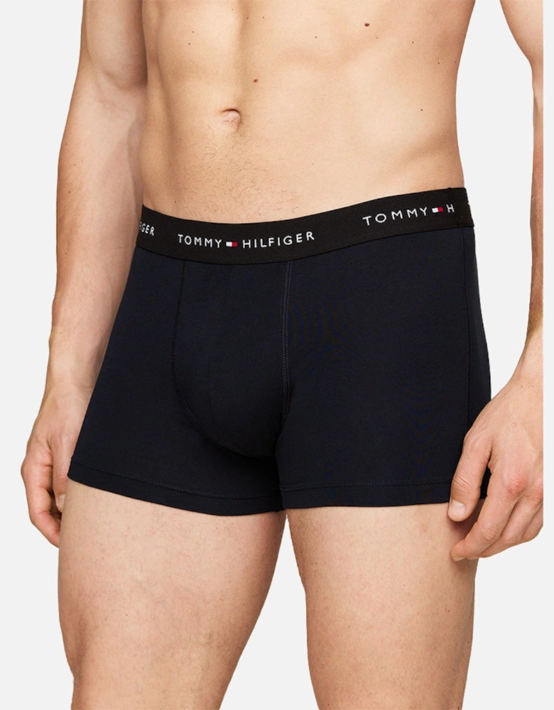 3-Pack Signature Cotton Boxer Trunks, Black/Blue/Grape