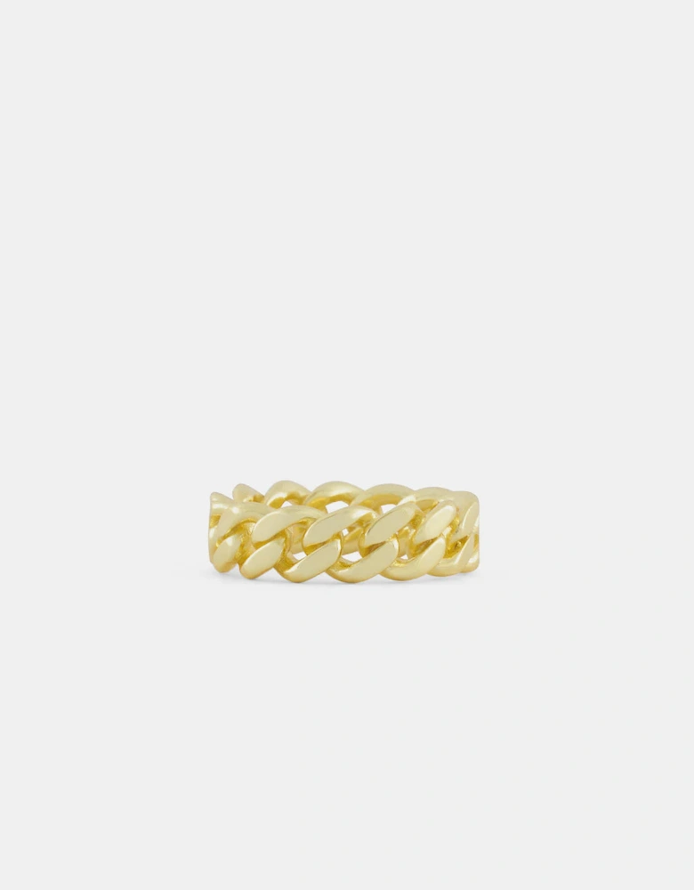 Gold Cuban Link Ring ( Sterling Silver )