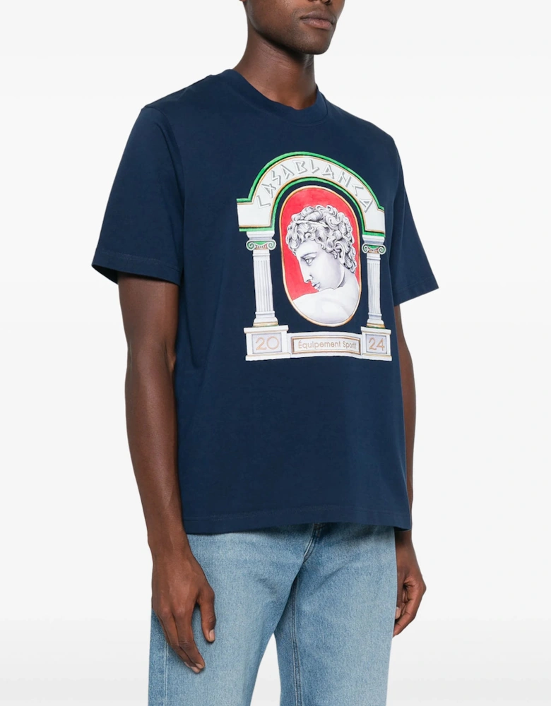 La Medaille Printed T-Shirt in Navy