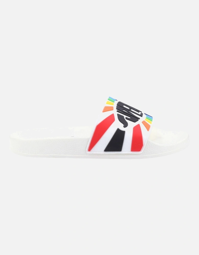 model Slide Multicolour Logo Sandals Female in White/Multicolour