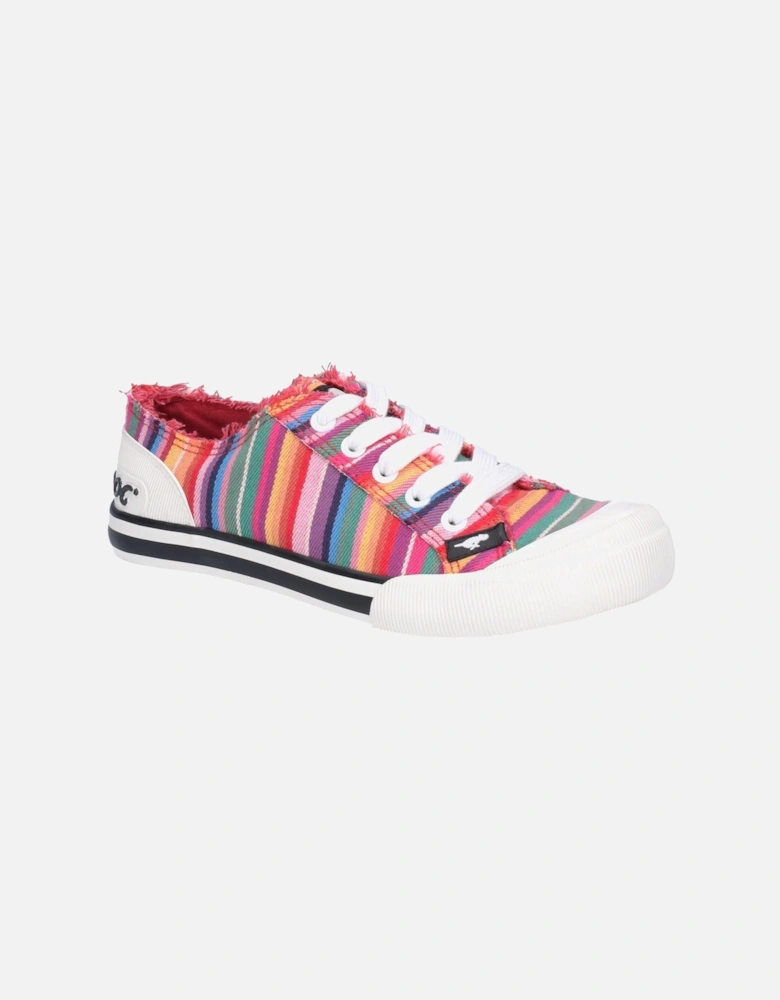 model Jazzin Eden Stripe Beach Shoe Female in Red Multi