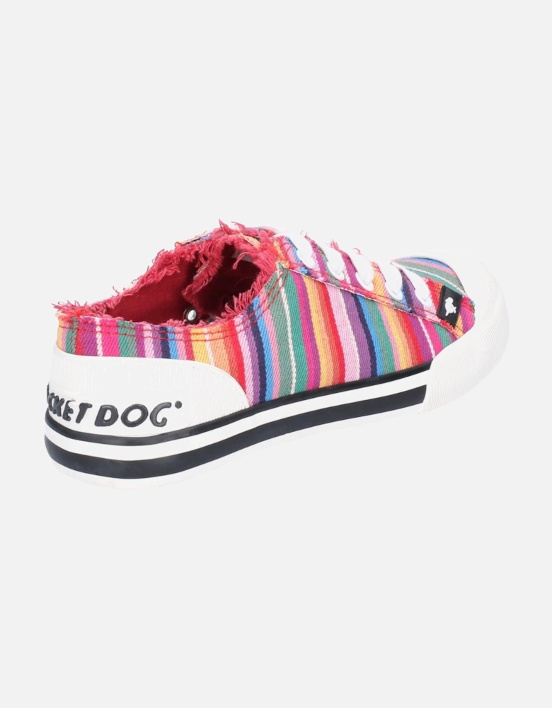 Jazzin Eden Stripe Cotton Women's Red Multi Trainers