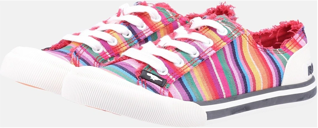 Jazzin Eden Stripe Cotton Women's Red Multi Trainers