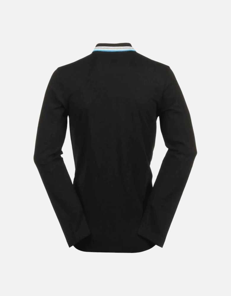 Plisy Embroidered Logo Long Sleeve Black Polo Shirt