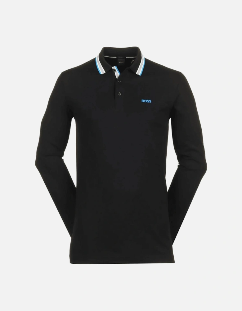 Plisy Embroidered Logo Long Sleeve Black Polo Shirt