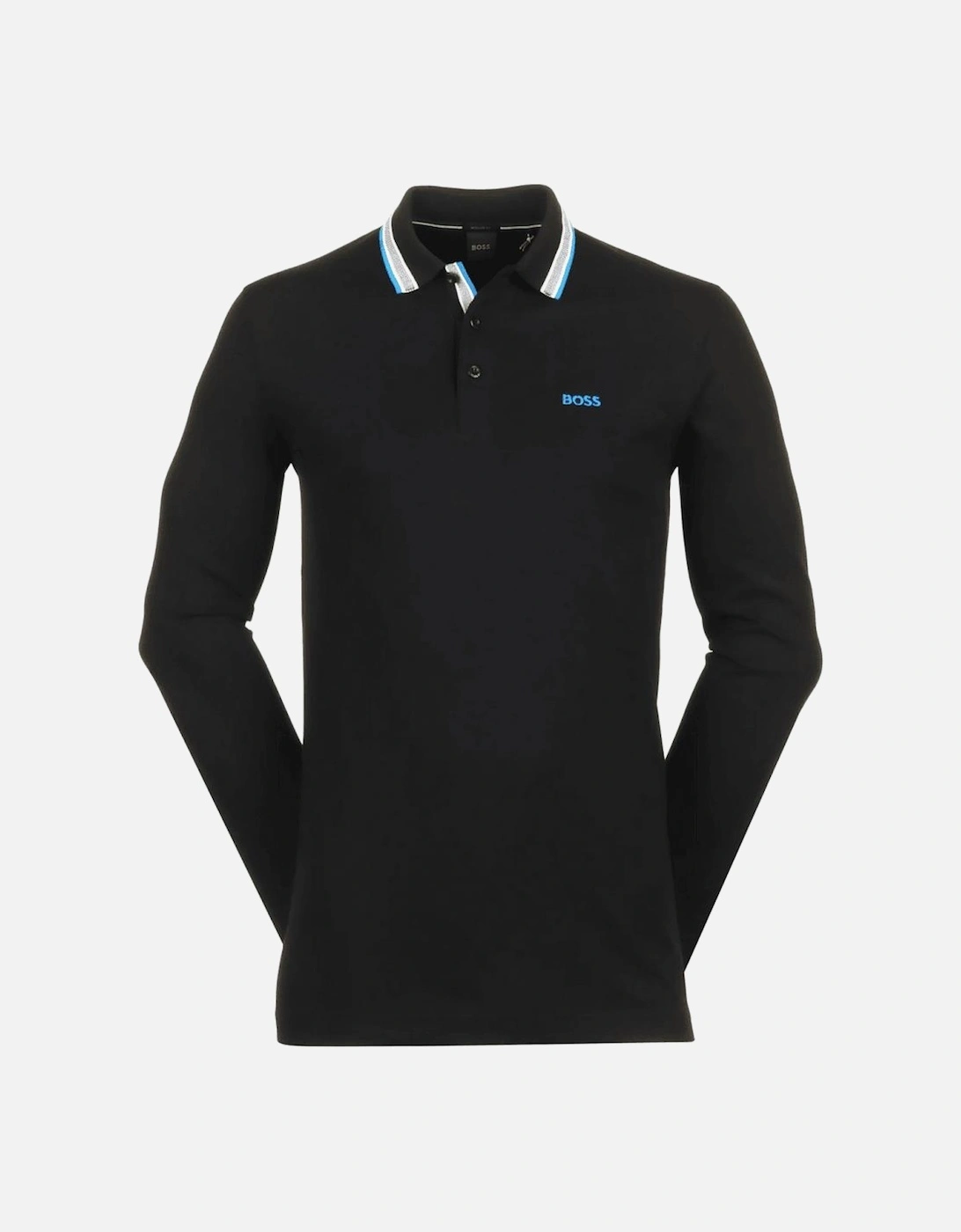 Plisy Embroidered Logo Long Sleeve Black Polo Shirt, 4 of 3