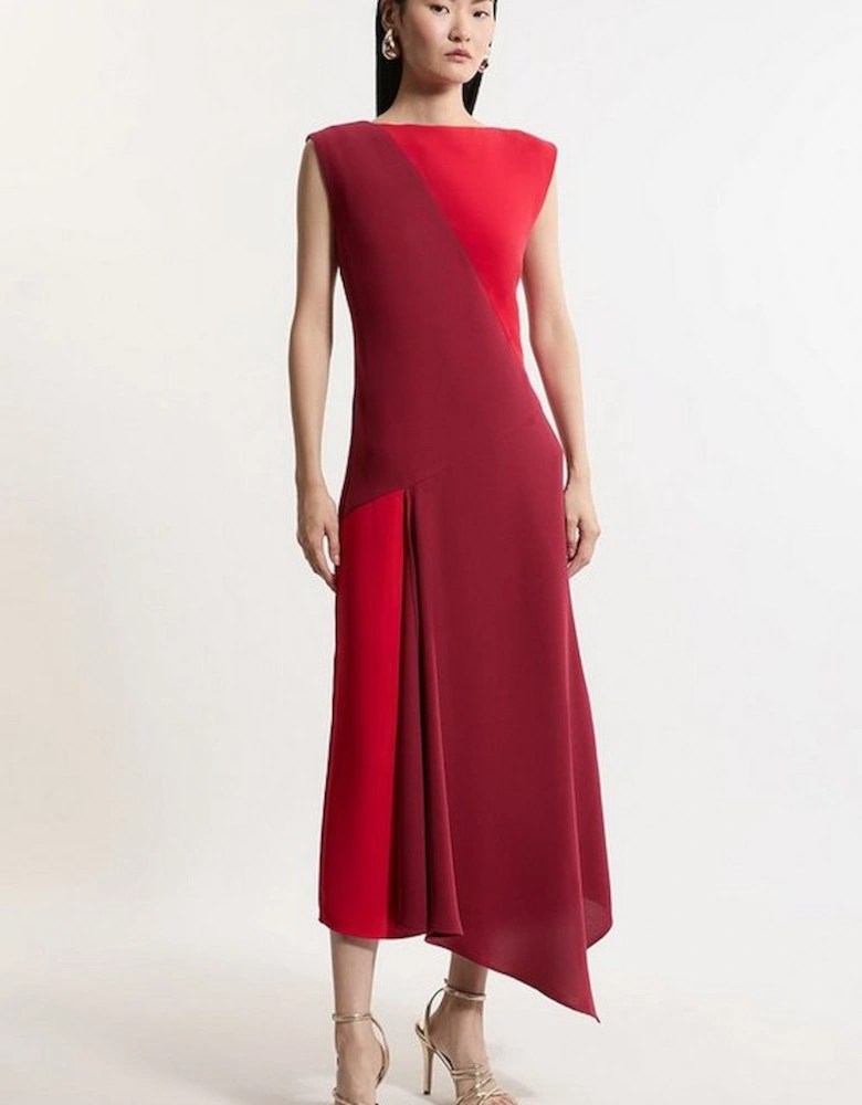 Soft Tailored Colour Block Midi Dress