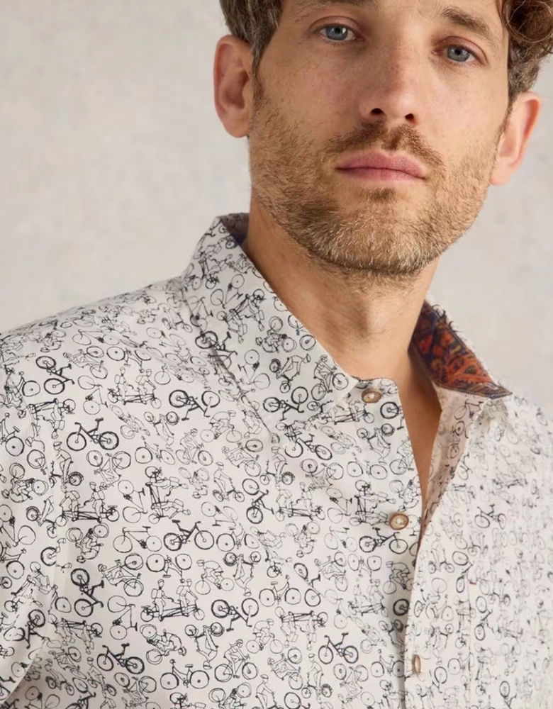 Men's Bike Printed Shirt Natural Multi