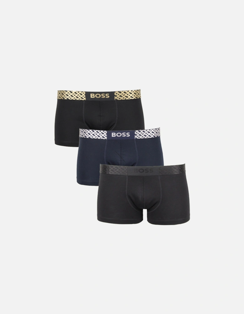 3-Pack Boxer Trunks Gift Set, Black/Navy/Grey