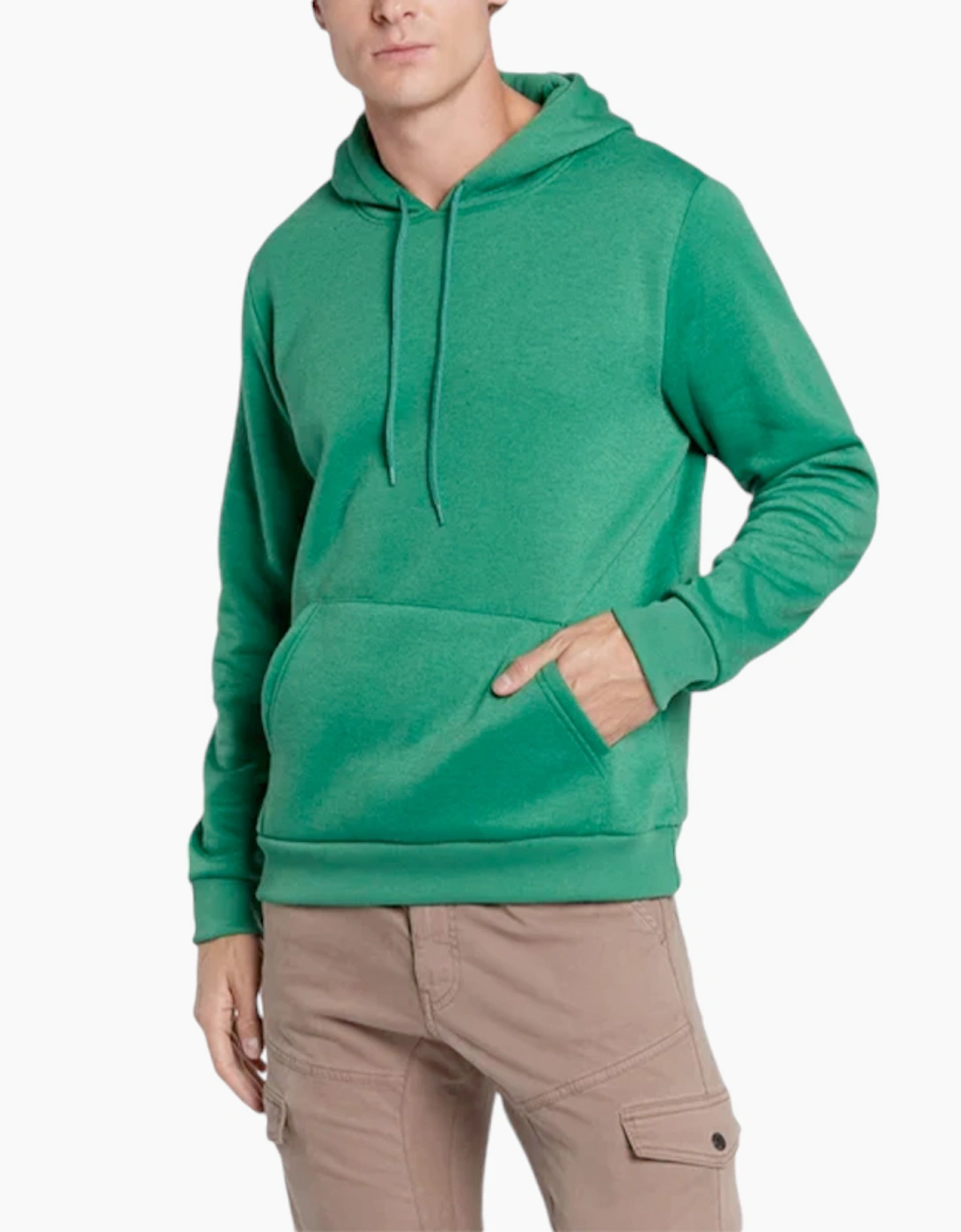 Brave Soul Men's Green Plain Hoodies Long Sleeve Pullover Fleece Top Hooded Sweatshirt  38 M