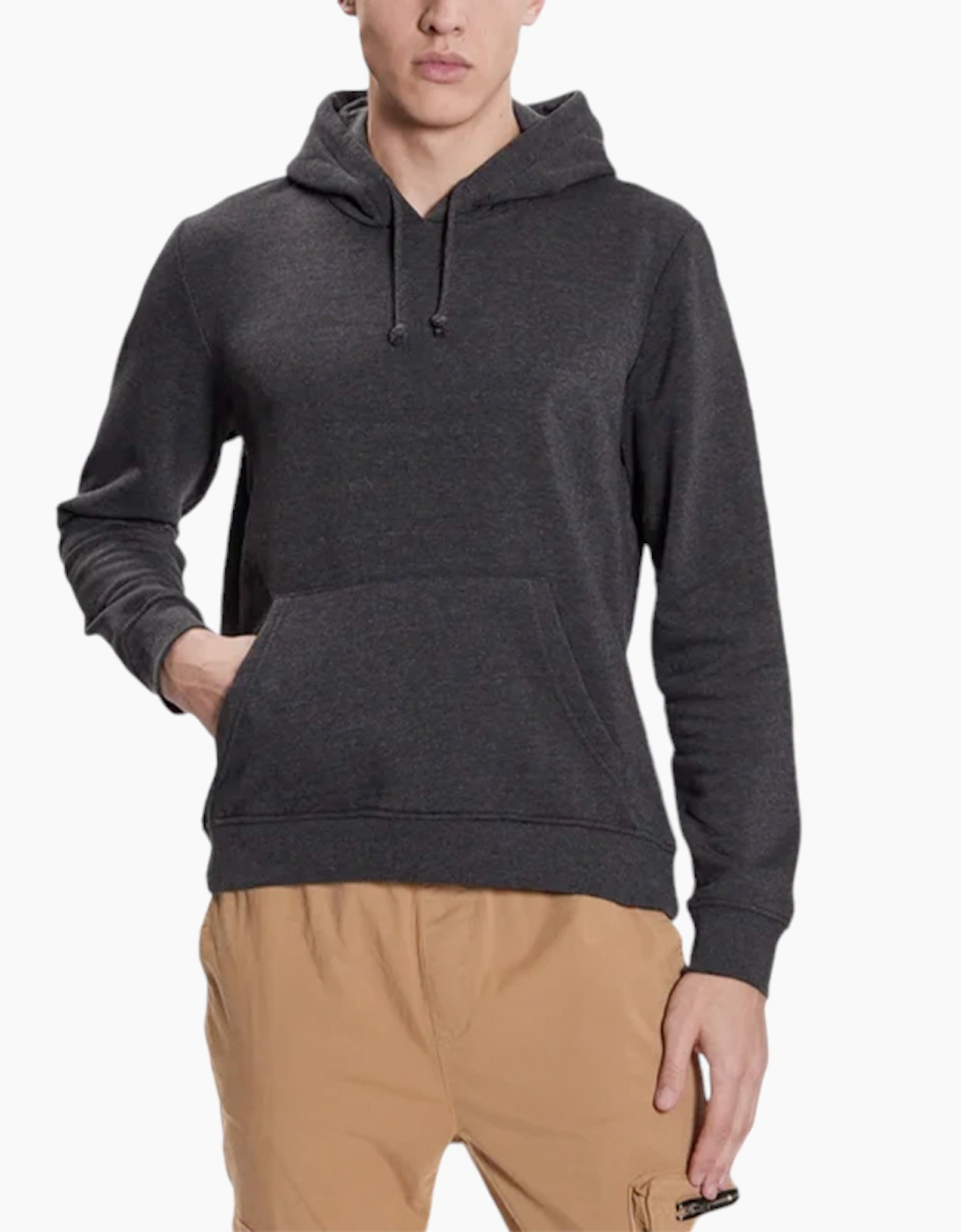 Brave Soul Men's Grey Plain Hoodies Long Sleeve Pullover Fleece Top Hooded Sweatshirt  38 M