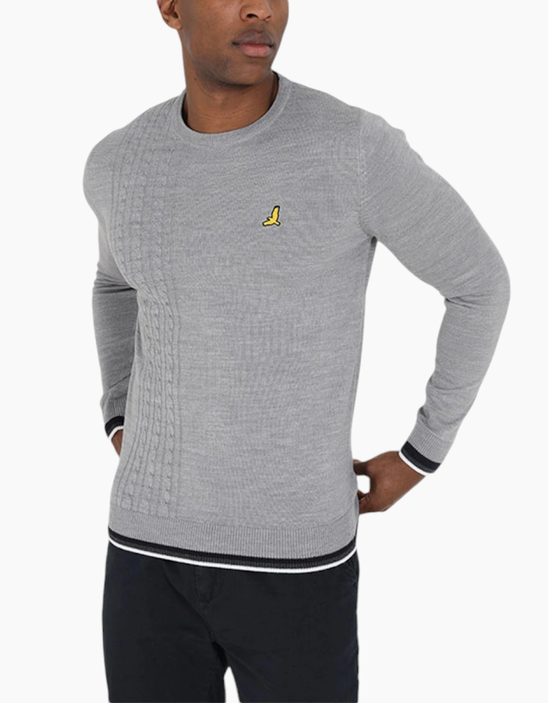 Brave Soul Men's Grey Pullover Jumper Long Sleeve Crew Neck Sweater Plain Casual Top  38 M