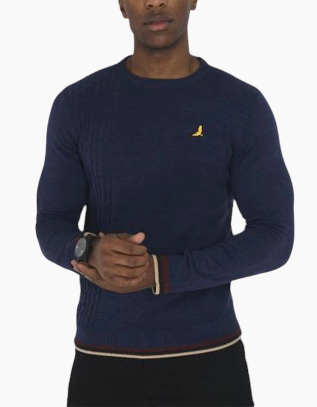 Brave Soul Men's Navy Pullover Jumper Long Sleeve Crew Neck Sweater Plain Casual Top  42 Xl