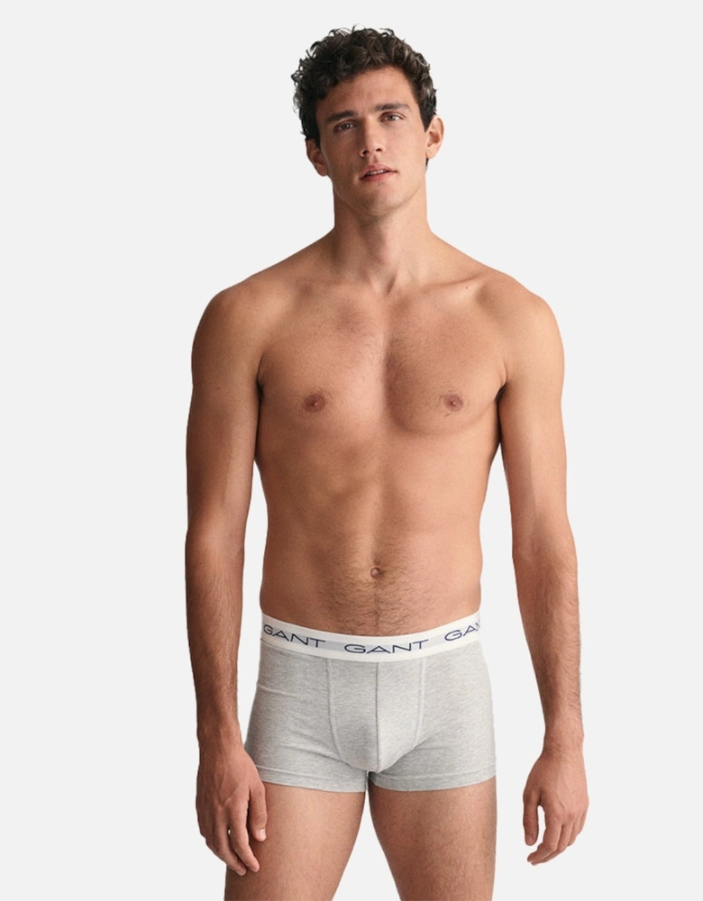 3-Pack Boxer Trunks, Grey Melange