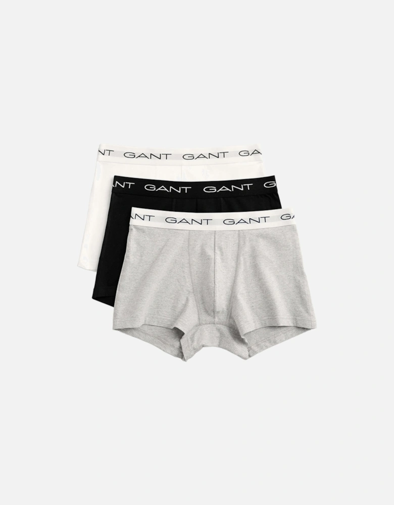 3-Pack Boxer Trunks, Grey Melange