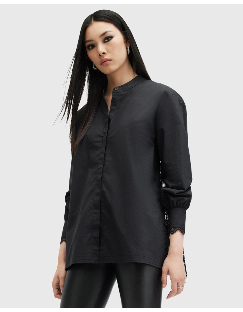 Ethel Lace Trim Shirt - Black