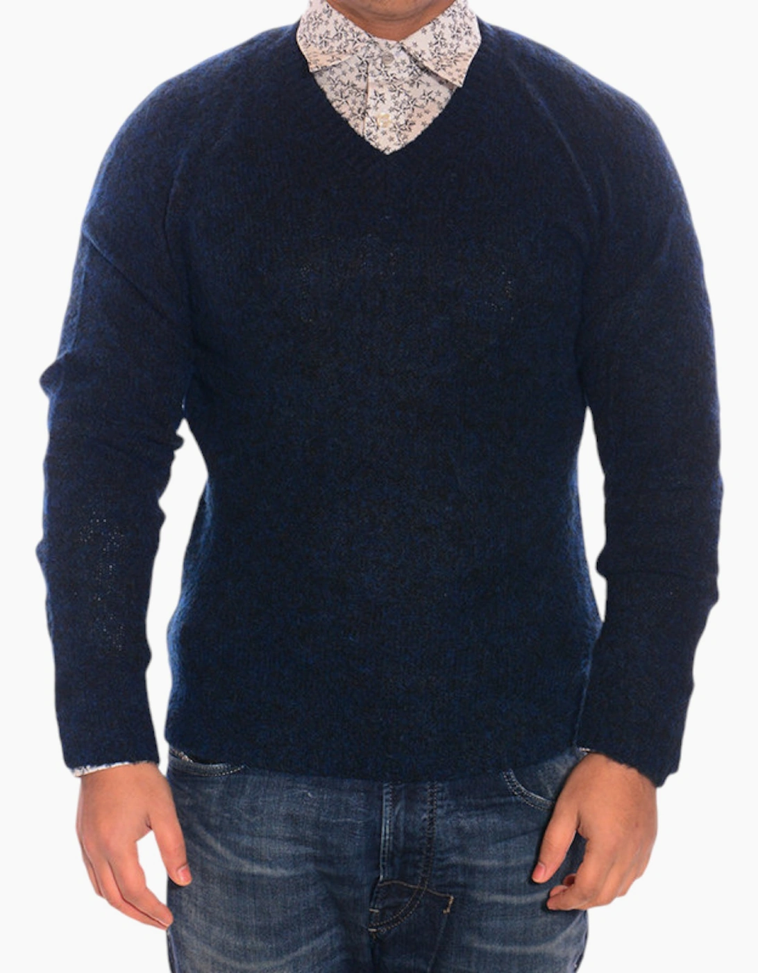 Men's MANGO Mens Sweater Regular Fit Long Sleeve Casual Pullover Fluffy Jersey Jumper - Navy - Size: 38