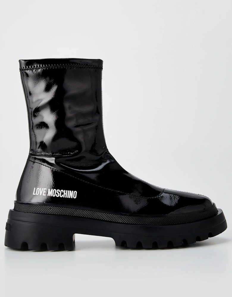 Shiny Logo Boots - Black