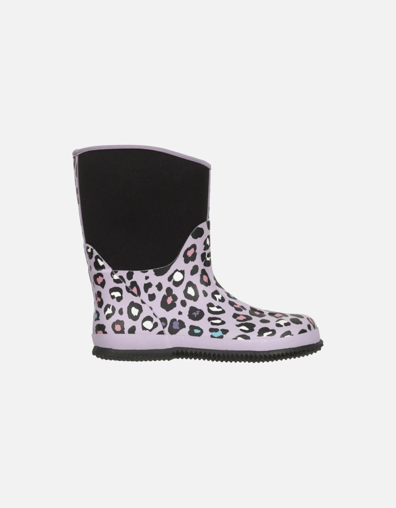 Childrens/Kids Puddle Leopard Print Mucker Boots