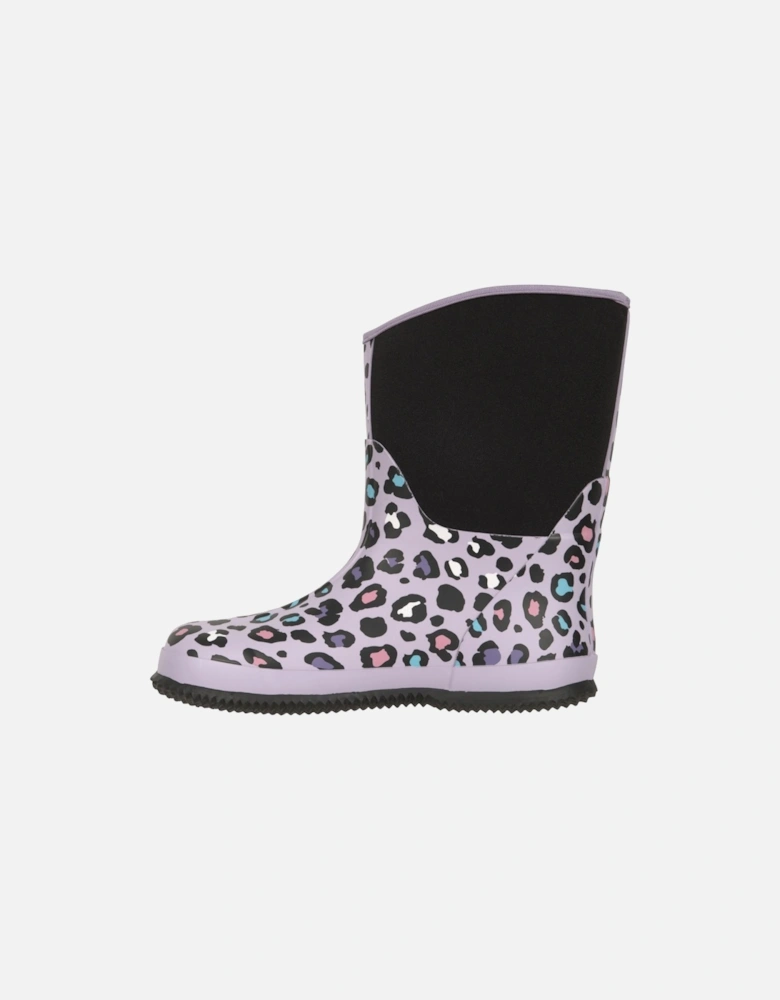 Childrens/Kids Puddle Leopard Print Mucker Boots