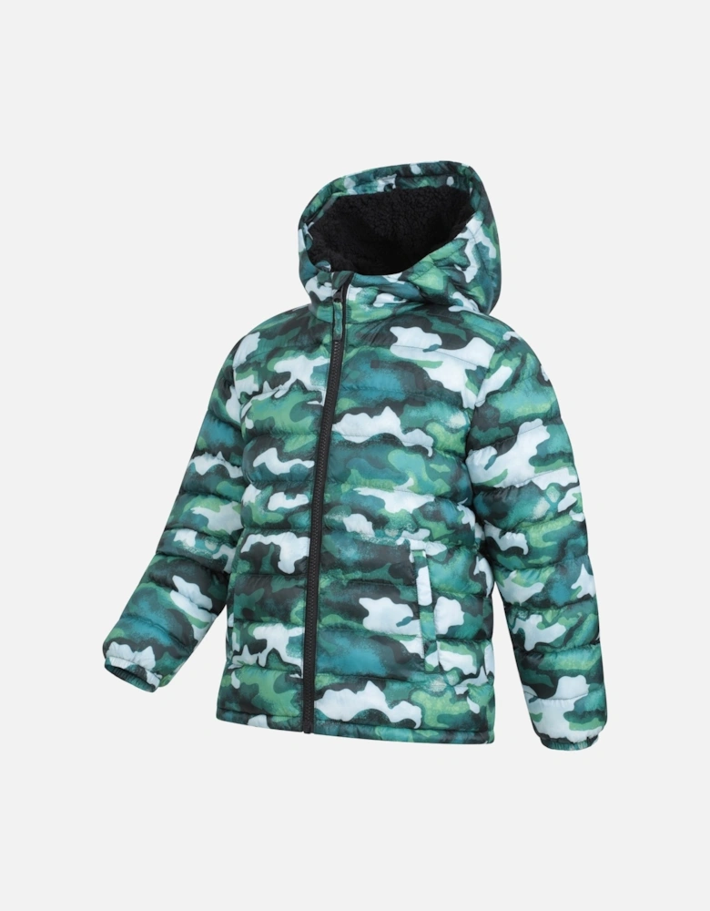 Childrens/Kids Seasons Camo Faux Fur Lined Padded Jacket