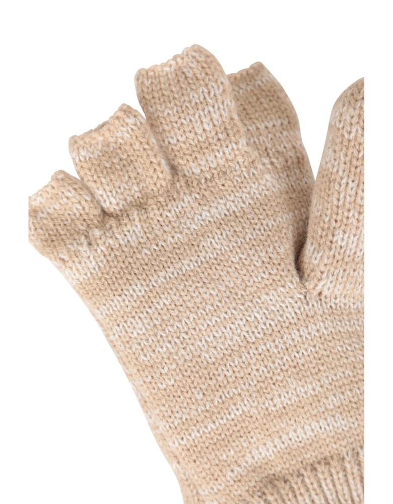 Womens/Ladies Faux Fur Lined Fingerless Gloves