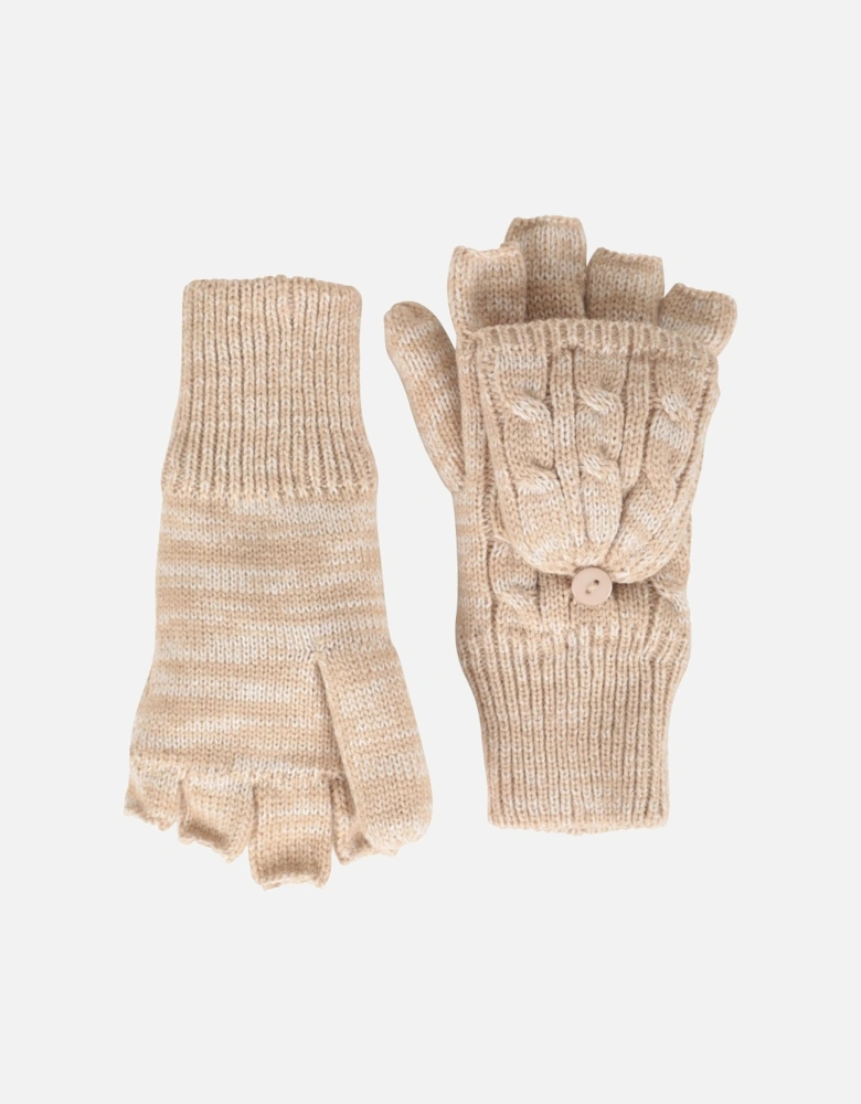 Womens/Ladies Faux Fur Lined Fingerless Gloves