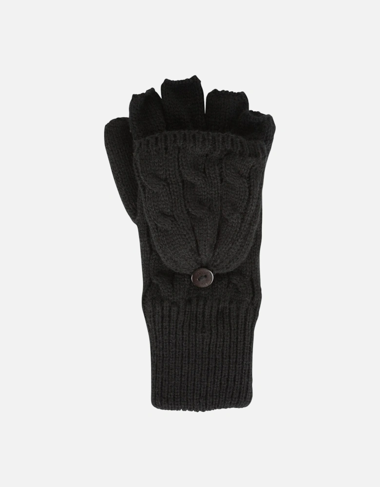 Womens/Ladies Faux Fur Lined Fingerless Gloves