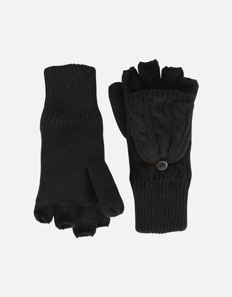 Womens/Ladies Faux Fur Lined Fingerless Gloves