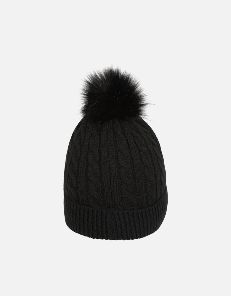 Womens/Ladies Pom Pom Faux Fur Lined Beanie