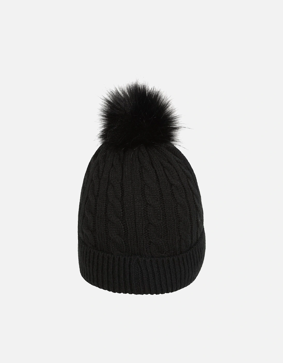 Womens/Ladies Pom Pom Faux Fur Lined Beanie