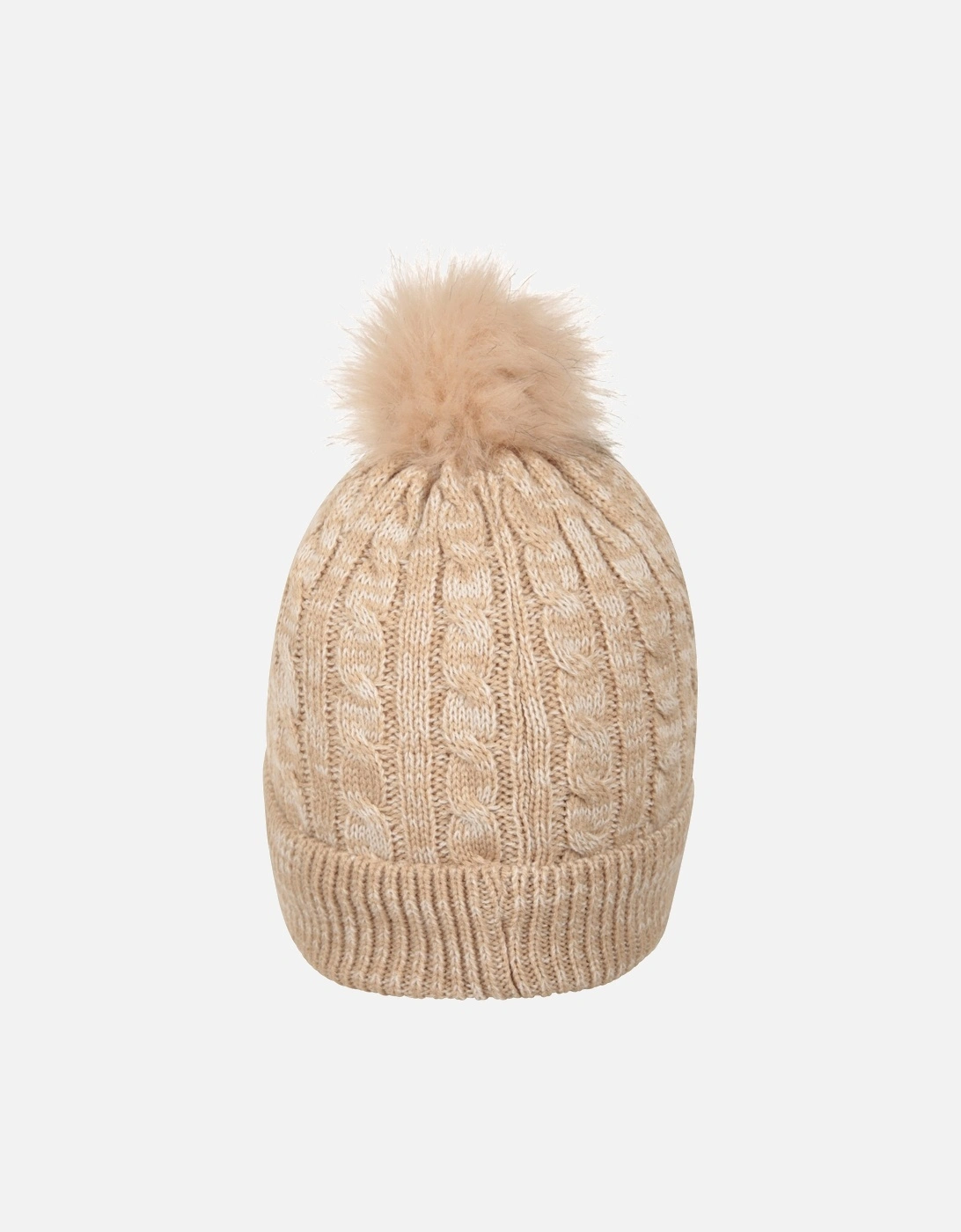 Womens/Ladies Pom Pom Faux Fur Lined Beanie